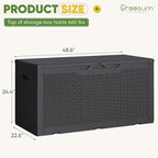 Greesum Outdoor Storage Box 100 Gallon Storage Bin with Lid for Patio Furniture, Garden Tools, Pool Supplies, Lockable, Waterproof and UV Resistant, Black