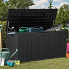 YITAHOME 80-Gallon Waterproof Resin Outdoor Storage Box, Lockable Storage Container for Outdoor Furniture, Cushion Storage, Pool Accessories, Garden Tools and Sporting Gear, Black