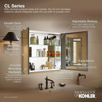 Kohler CB-CLC3026FS Bathroom Medicine Cabinet with Mirror, Beveled Mirror Doors, Adjustable Shelves, Rectangular Beveled Edge, 30 in. W x 26 in. H