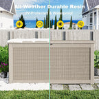 320 Gallon Waterproof Outdoor Storage Box, UV Resistant Resin Deck Box with Hydraulic Rod for Reinforced Stability, Perfect for Patio, Garden, and Pool（Grey，320 Gallon）
