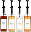 Demi's Home 25.4 oz 750 ml Glass Coffee Syrup Dispenser for Coffee Bar - 4 Pack - Comprehensive Label Set & ¼ oz Pumps Included