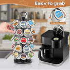 K Cup Holders,K Cup Holder, K Cups Holder,K Cup Carousel, Coffee Pods Holder Storage Organizer Stand,No Assembly Required,Black (40 Pods Capacity Easy Assembly Glossy Black)