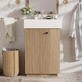 21.6" Small Fluted Bathroom Vanity with Sink,Soft Closing Doors and Storage Shelves,Natural Wood Single Bathroom Sink Cabinet Combo Freestanding, Natural Wood