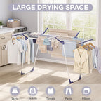 APEXCHASER Clothes Drying Rack - Foldable Laundry Rack Indoor Outdoor, Gullwing Drying Rack Clothing with 10pcs Clips + Bag, Collapsible Space-Saving Clothes Rack for Drying Towels Dolls, White