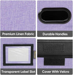 BALEINE File Organizer Box with Lid, Collapsible File Folder Organizer with Plastic Slide, Hanging File Folder Box for Office Document Storage (2 Pack, Purple)