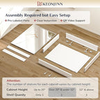 Keonjinn 16 x 24 Inch White Medicine Cabinet Mirror, Assembly Required, Modern Medicine Cabinets for Bathroom, Lightweight, Adjustable Shelves, HD Tempered Glass, Recessed or Surface Mount