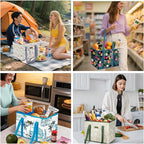 BALEINE 1Pk Reusable Grocery Bags, Foldable Shopping Bags for Groceries with Reinforced Bottom & Handles (Mosaic)