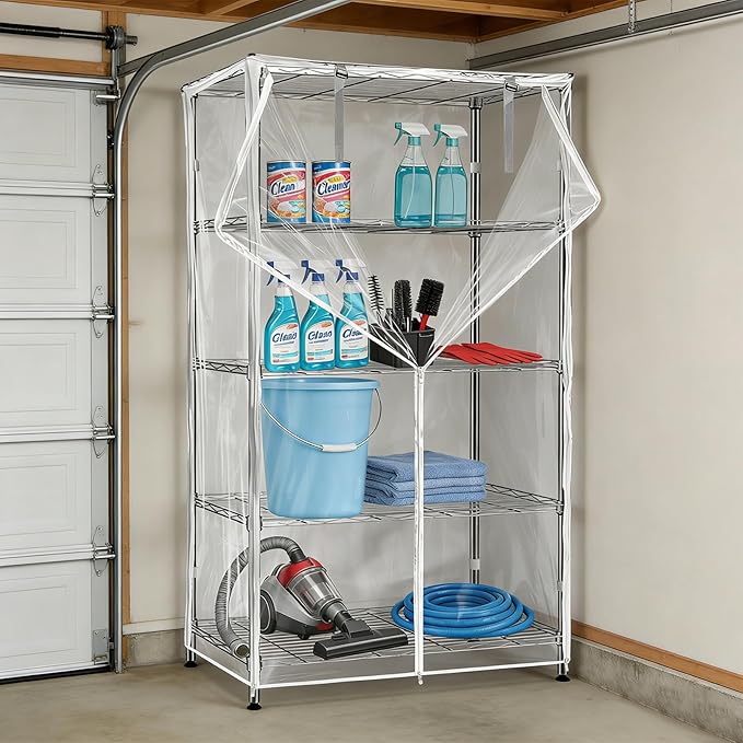 Wire Shelf Cover,600D Heavy Duty 100% Waterproof Shelf Covers for Wire Shelving,Outdoor Storage Shelves Cover for Metal Rack,36 W x 18" D x 72" H,Clear