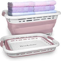 BROOKSTONE 11 GALLON XL 24" Collapsible Laundry Basket & Clothes Hamper, Comfort Non-Slip Handles, Modern Laundry Hamper with Space Saving Design, Portable Pop-Up Hamper, BPA FREE, Blush Pink, 1 Pack