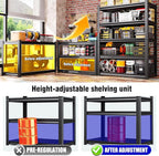 59" W Heavy Duty 5-Tier Garage Shelving Unit,2500 lbs Capacity Adjustable Metal Storage Rack, Boltless Steel Shelves for Garage, Basement, Warehouse, Pantry & Kitchen 72"x59"x20",Black
