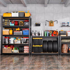 Garage Shelving-2050 lbs 5 Tier Storage Shelves,Adjustable Heavy Duty Metal Shelving Unit and Storage Large Rack,Utility Steel Shelf for Warehouse Industrial Pantry Basement -78"x45"x20",Black