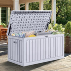 YITAHOME 90 Gallon Large Deck Box, Double-Wall Resin Outdoor Storage Boxes, Deck Storage for Patio Furniture, Cushions, Pool Float, Garden Tools, Lockable & Waterproof (White)
