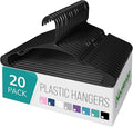 NEATERIZE Clothes Hangers Plastic 20 Pack for Adults - Plastic Hangers, The Perfect Coat Hanger and Space Saving Clothes Hangers for Closet, Percheros Ganchos para Colgar Ropa Hangars - Black Hangers
