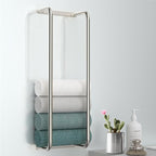 Stainless Steel Wall-Mounted Bathroom Towel Rack and Organizer for Rolled Towels, Ideal for Modern Small Bathrooms with Limited Space, Sleek and Chic Sliver Design.