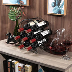 PAG 7 Bottles Freestanding Countertop Wine Rack, Metal Small Table Top Wine Rack, Drink Organizer Bottle Holder, Kitchen Organizers and Storage, Black