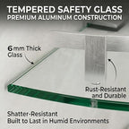 Glass Corner Shelf for Bathroom Corner Shelf, 3 Pack Tempered Glass Shelf with Silver Metal Rails,Suitable for Bathroom