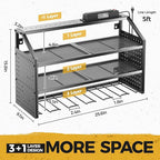 LBT 4 Layer Power Tool Organizer Wall Mount With Charging Station, Patented, 6 Outlet Power Strip, 6 Drill Holder, Heavy Duty Metal Garage Tool Storage Rack, Gifts For Men Fathers Day