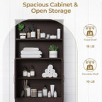Yaheetech Over The Toilet Storage, Taller Bathroom Organizer Space-Saving Storage Cabinet with Adjustable Shelves and Double Doors, 77 in H, Espresso