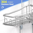 Hanging Shower Caddy Bathroom Organizer: Rustproof Shower Shelf Racks Over Shower Head - No Drilling Inside Bath Shower Rack Shelves Over Showerhead for Shampoo with Soap Holder Chrome