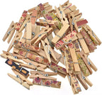 HAHIYO Colorful Painted Wooden Clothes Pins Clothespins Small Aviod Fall Apart 1.38 Inches Length 50 Pack Strong Springs No Rust No Discoloration for Laundry Bathroom DIY Craft Photos Food Opened Bags