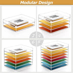 4 Tier Stackable Letter Tray, Acrylic Paper Organizer File Trays Paper Sorter, Clear Office Supplies Accessories for Letter/A4 Size Folders Documents 12.4inx8.86inx6.65in