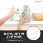 BINO | Plastic Storage Bins, Small - 2 Pack, Clear | THE SOHO COLLECTION | Pantry Organizers and Storage Containers Fridge Organizer Bins Kitchen Cabinet Organizer Medicine Cabinet Bin