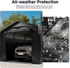 12x20FT Heavy Duty Metal Carport, Outdoor Carport with Galvanized Steel Frame and Roof, Multi-Use Car Garage Shelter with Removable Sidewalls, Enclosed for Cars, Pickup, Tractors, Tools, Gray