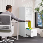 4 Drawer File Cabinet with Lock Metal Vertical File Storage Cabinet Office Home Steel Vertical File Cabinet for A4 Legal/Letter Size Narrow File Cabinet Locked,Assembly Required