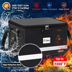 Fireproof File Box with Lock, Upgraded Fireproof Document Box with Reflective Strip, Portable File Organizer Filing Cabinet with Handle for Hanging Letter/Legal Folder, 15.5" x 12.3" x 10.5"