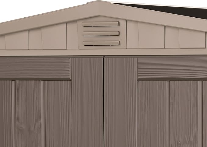 Keter Factor 6x3 Outdoor Storage Shed Kit-Perfect to Store Patio Furniture, Garden Tools Bike Accessories, Beach Chairs and Push Lawn Mower, Taupe & Brown