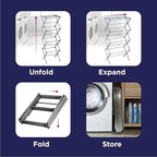 BLACK+DECKER 4-Tier Expandable Collapsible Clothes Drying Rack, Telescopic Height, Foldable Space-Saving Laundry Air Dryer for Towels, Shirts & Delicates – Durable Steel, No Tools Needed