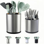 Utensil Holder,Extra Large Utensil Holder for Kitchen Counter, Silverware Organizer, Stainless Steel Storage Cooking Caddy Flatware Spoon Spatula Tool Cutlery Container(2 Set)