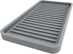 Happitasa Silicone Kitchen Sink Organizer Tray, Sponge Holder and Countertop Protector | Bathroom and Kitchen Soap Dish and Dispenser Tray (Grey, 10"x5.25")
