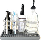Happitasa Silicone Kitchen Sink Organizer Tray, Sponge Holder and Countertop Protector | Bathroom and Kitchen Soap Dish and Dispenser Tray (Grey, 10"x5.25")