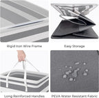 HomeHacks 4-Pack Large Laundry Basket, Waterproof, Freestanding Laundry Hamper, Collapsible Tall Clothes Hamper with Extended Handles for Clothes in the Dorm and Family-(Gradient Grey, 88L)