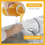 Glass Honey Dispenser, 9 OZ Honey Jar with Handle, No Drip Maple Syrup Dispenser (black)