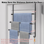Livabber 3-Tier Over The Door Towel Rack, All Metal Towel Rack with Hooks for Door Hanging, Behind Door Towel Bar Towel Storage Holder for Bathroom Accessories, Black (22.8" L x 5.9" W x 24.4" H)