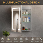 16 * 24 Smart LED Lighted Bathroom Medicine Cabinet Mirror with Touch Control, 3-Color Temperature, Stepless Dimming, 1-Hour Auto-Off – Ideal for Modern Bathrooms and Makeup Routines
