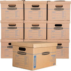 Bankers Box Small Classic Moving Box 10 Pack, Reinforced Handles, Tape-Free Assembly, Box with Lid, 15-In x 12-In x 10-In (7714901)