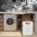 Large Collapsible Laundry Basket with Detachable Hanging Organizer, Space-Saving Wall-Mounted Hamper for Home, Dorms, RVs, Main Basket Measures 13" x 9.5" x 17.5" In