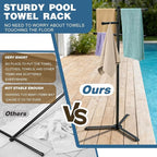 Pool Towel Rack Outdoor 60 Inch Height Outdoor Towel Rack For Pool Heavy-Duty Towel Stand Rustproof & Slip-Resistant Towel Drying Rack Suitable For Indoor Use For Towels, Clothing, Swim Rings, Goggles