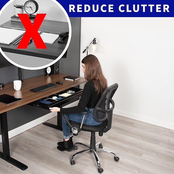 VIVO Large 33 inch Under Desk Slide Out Storage Drawer Organizer, Black, DESK-DR33-B