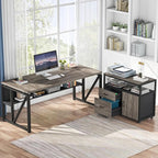 Tribesigns Modern File Cabinet with Drawers for Letter-Sized File and Door, Lockable lateral Filing Cabinet Printer Stand with Storage Shelves and with Rolling Caster for Home Office (Gray)