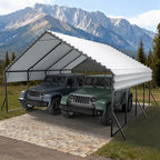 Metal Carport 20x20 ft Heavy Duty Car Port Outdoor Canopy Steel Roof with Reinforced Frame All-Weather Multi-Use Garage Shelter for SUVs, Boat, Tractors and Fulll-Sized Pickup Trucks