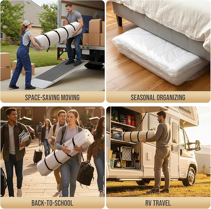 TAILI Mattress Vacuum Storage Bag, Twin/Twin-XL Foam Mattress Vacuum Bag with 4 Straps, Sealable Bag for Memory Foam, Latex, Easy Moving, Transport and Storage
