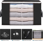 Large Storage Bags, 6 Pack Clothes Storage Bins Foldable Closet Organizers Storage Containers with Durable Handles Thick Fabric for Blanket Comforter Clothing Bedding 90 L (Black)