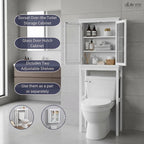 Alaterre Furniture Dorset Over-The-Toilet Storage Cabinet with Tempered Glass Doors – White Wood Bathroom Space Saver Organizer with Adjustable Shelves, Hutch & Wall Mount Hardware