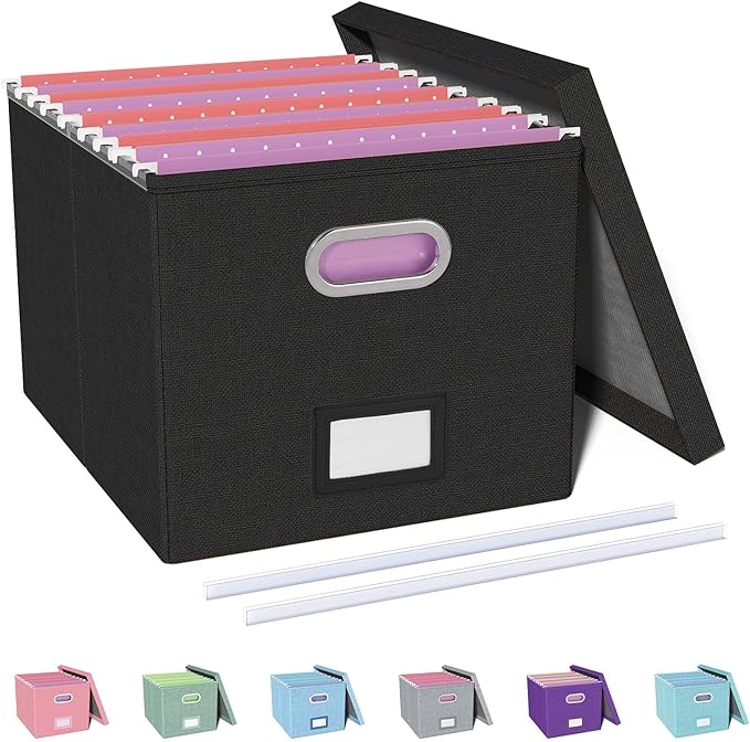 Oterri File Organizer, File Box, File Cabinet for Letter File Folder Storage, Hanging File Organizer for Office/Decor/Home,Document Organizer, 1 Pack,Black-Box Only