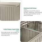 YITAHOME 180 Gallon Large Outdoor Storage XL Deck Box w/Divider for Patio Furniture,Outdoor Cushions, Garden Tools, Sports Equipment and Pool Supplies, Waterproof, Resin, Lockable, Taupe