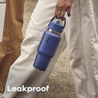 Hydro Flask Travel Water Bottle - Insulated Stainless Steel - Wide Straw Lid, Non Spill, Leakproof in 24 Oz Capri Blue